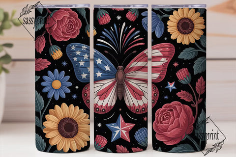 Patriotic Butterfly 20oz Tumbler Wrap Sublimation sassyprint 