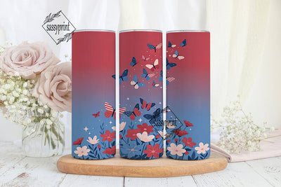 Patriotic Butterfly 20oz Tumbler Wrap Sublimation sassyprint 