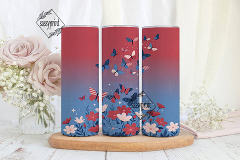 Patriotic Butterfly 20oz Tumbler Wrap Sublimation sassyprint 
