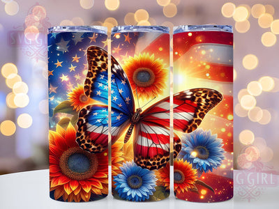 Patriotic Butterfly Floral 20oz Tumbler, American Flag Tumbler, Butterfly Tumbler, 4th Of July Tumbler, Floral Tumbler, 20oz Sublimation Wrap, Red White Blue Tumbler Sublimation SvggirlplusArt 