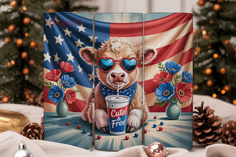 Patriotic Calf 20oz Tumbler Wrap Sublimation DesignSVG 