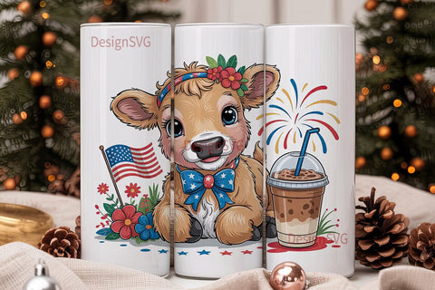 Patriotic Calf 20oz Tumbler Wrap Sublimation DesignSVG 