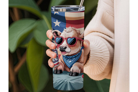 Patriotic Calf 20oz Tumbler Wrap Sublimation DesignSVG 