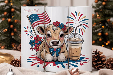 Patriotic Calf 20oz Tumbler Wrap Sublimation DesignSVG 