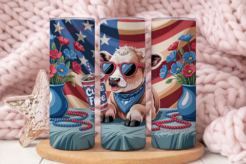 Patriotic Calf 20oz Tumbler Wrap Sublimation DesignSVG 