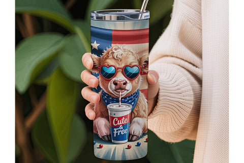 Patriotic Calf 20oz Tumbler Wrap Sublimation DesignSVG 