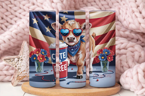 Patriotic Calf 20oz Tumbler Wrap Sublimation DesignSVG 