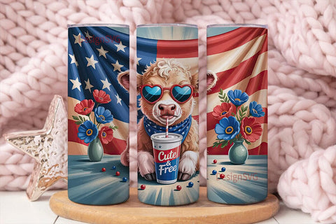 Patriotic Calf 20oz Tumbler Wrap Sublimation DesignSVG 