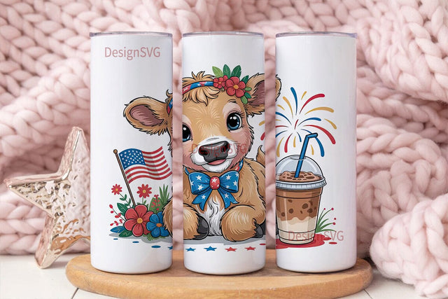 Patriotic Calf 20oz Tumbler Wrap Sublimation DesignSVG 