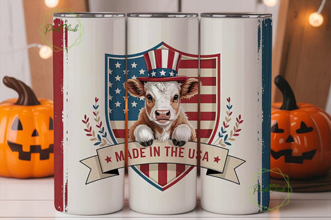 Patriotic Calf 20oz Tumbler Wrap Sublimation PixelChick 