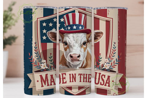 Patriotic Calf 20oz Tumbler Wrap Sublimation PixelChick 