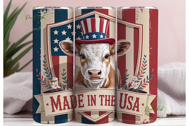 Patriotic Calf 20oz Tumbler Wrap Sublimation PixelChick 