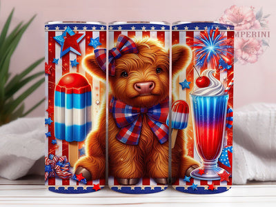 Patriotic Calf Popsicle 20oz Tumbler, Patriotic Theme, Calf Motif, Popsicle Accent, Summer Style, Festive Charm, Skinny Tumbler, Sublimation PNG Sublimation Li Zamperini 