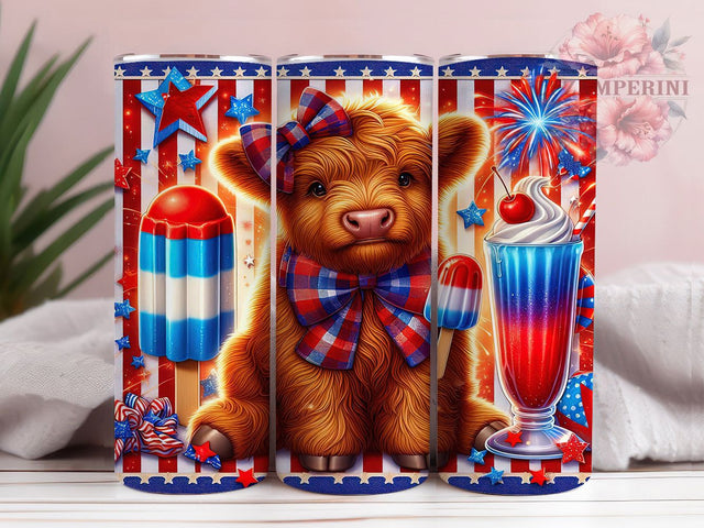 Patriotic Calf Popsicle 20oz Tumbler, Patriotic Theme, Calf Motif, Popsicle Accent, Summer Style, Festive Charm, Skinny Tumbler, Sublimation PNG Sublimation Li Zamperini 