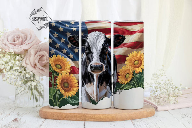 Patriotic Calf & Sunflowers 20oz Tumbler Sublimation sassyprint 