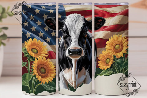 Patriotic Calf & Sunflowers 20oz Tumbler Sublimation sassyprint 