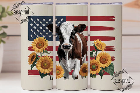 Patriotic Calf & Sunflowers 20oz Tumbler Sublimation sassyprint 