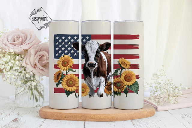Patriotic Calf & Sunflowers 20oz Tumbler Sublimation sassyprint 