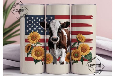 Patriotic Calf & Sunflowers 20oz Tumbler Sublimation sassyprint 