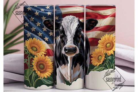 Patriotic Calf & Sunflowers 20oz Tumbler Sublimation sassyprint 