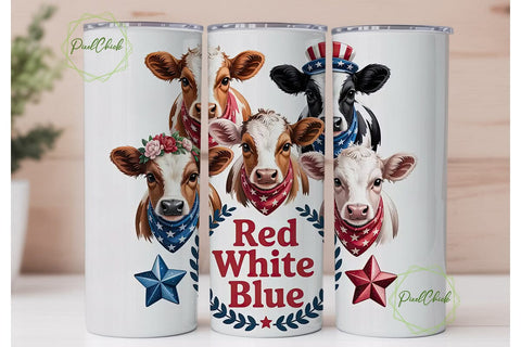 Patriotic Calves 20oz Tumbler Wrap Sublimation PixelChick 