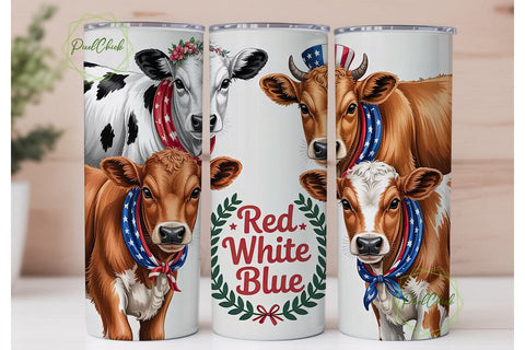 Patriotic Calves 20oz Tumbler Wrap Sublimation PixelChick 