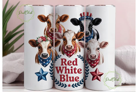 Patriotic Calves 20oz Tumbler Wrap Sublimation PixelChick 