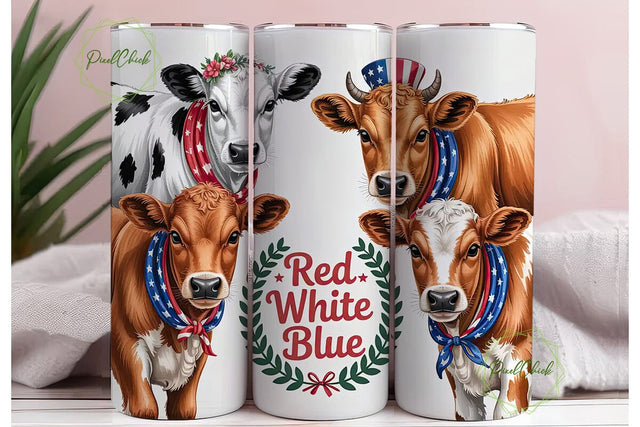 Patriotic Calves 20oz Tumbler Wrap Sublimation PixelChick 