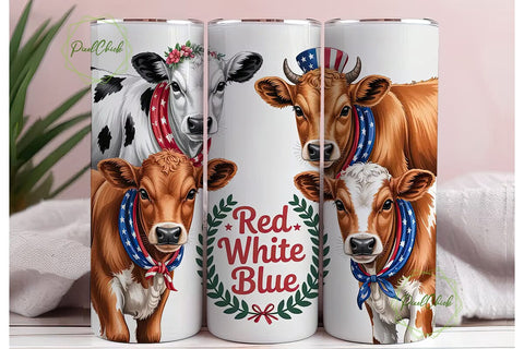 Patriotic Calves 20oz Tumbler Wrap Sublimation PixelChick 