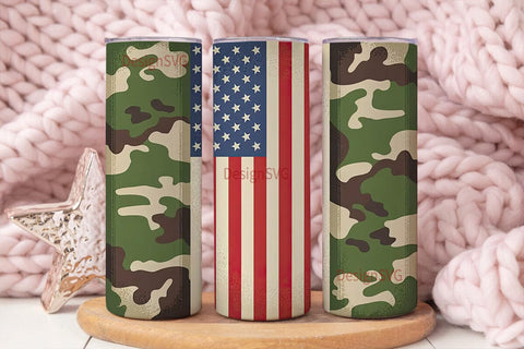 Patriotic Camo 20oz Tumbler Wrap Sublimation DesignSVG 