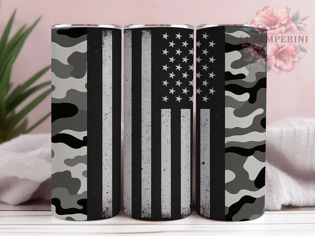Patriotic Camo Flag Tumbler Wrap, American Flag Design, Military Style Tumbler, Tactical USA Pattern, Hunting Camo Gift, American Pride Art, Camouflage Flag Design Sublimation Li Zamperini 