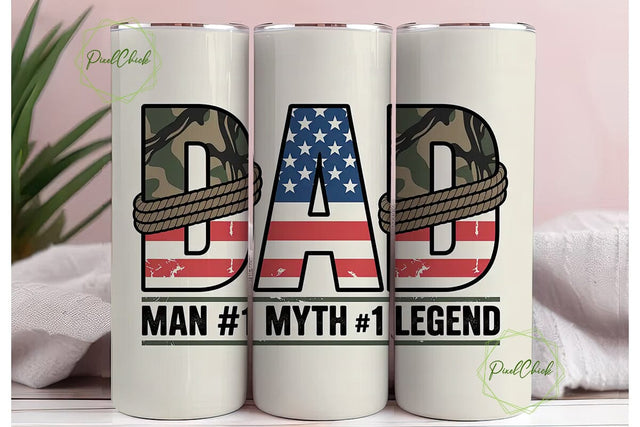 Patriotic Camouflage Dad 20oz Tumbler Sublimation PixelChick 