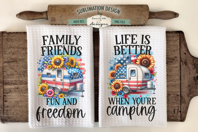 Patriotic Campers - Sublimation Kitchen Dish Towel Designs Sublimation Ewe-N-Me Designs 