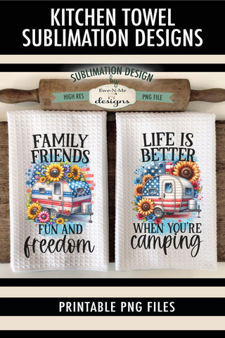 Patriotic Campers - Sublimation Kitchen Dish Towel Designs Sublimation Ewe-N-Me Designs 