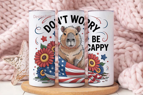 Patriotic Capybara 20oz Tumbler Wrap Sublimation DesignSVG 