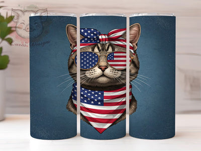 Patriotic Cat USA Flag Tumbler, USA Flag Sunglasses Tumbler, Rustic Cat Tumbler Wrap, 20oz Tumbler Sublimation, American Flag Tumbler, Digital Tumbler Wrap, Fourth of July Tumbler Sublimation Lara' s Designs 