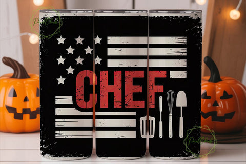 Patriotic Chef 20oz Tumbler Wrap Sublimation PixelChick 