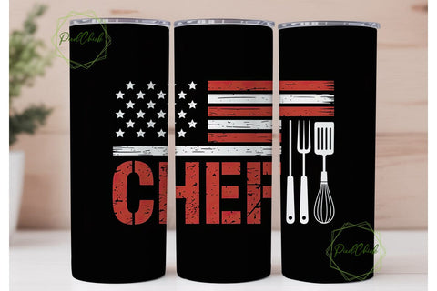 Patriotic Chef 20oz Tumbler Wrap Sublimation PixelChick 