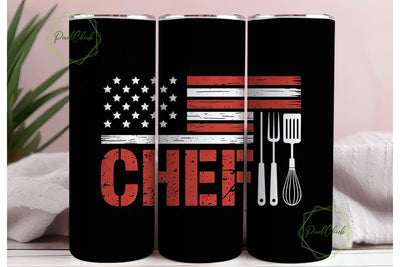 Patriotic Chef 20oz Tumbler Wrap Sublimation PixelChick 
