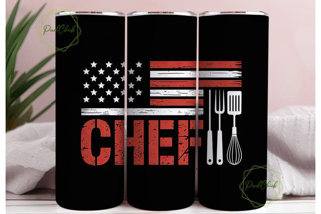 Patriotic Chef 20oz Tumbler Wrap Sublimation PixelChick 