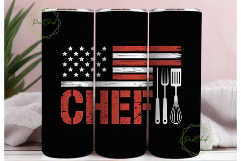 Patriotic Chef 20oz Tumbler Wrap Sublimation PixelChick 