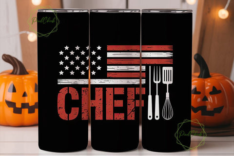 Patriotic Chef 20oz Tumbler Wrap Sublimation PixelChick 