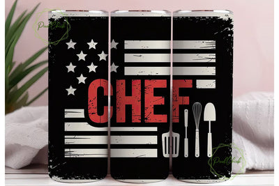 Patriotic Chef 20oz Tumbler Wrap Sublimation PixelChick 