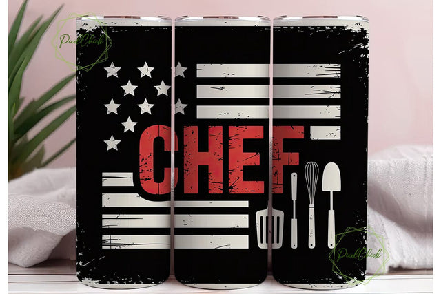 Patriotic Chef 20oz Tumbler Wrap Sublimation PixelChick 