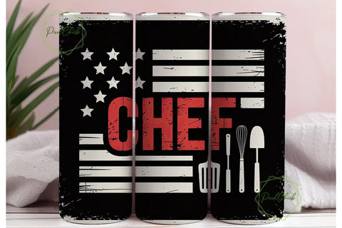 Patriotic Chef 20oz Tumbler Wrap Sublimation PixelChick 