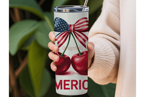 Patriotic Cherry 20oz Tumbler Sublimation DesignSVG 