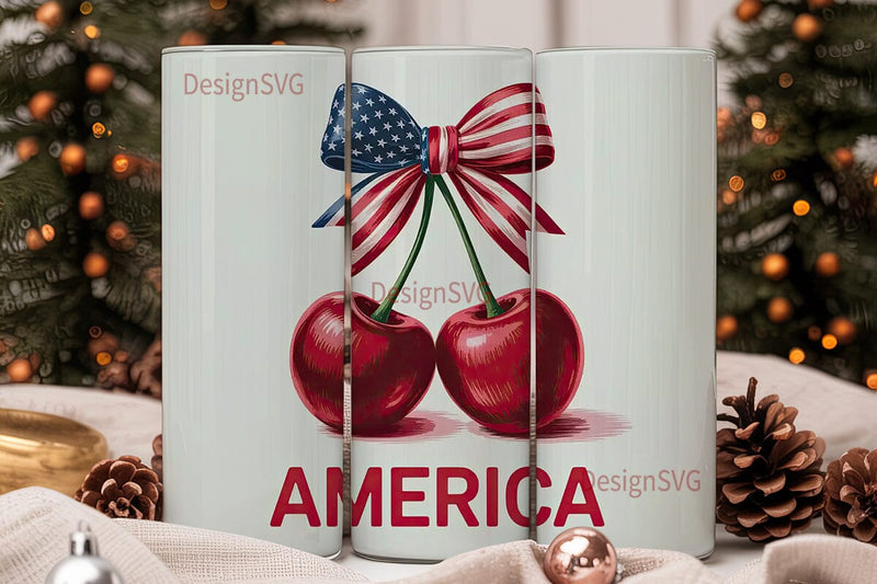 Patriotic Cherry 20oz Tumbler Sublimation DesignSVG 