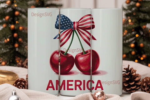 Patriotic Cherry 20oz Tumbler Sublimation DesignSVG 