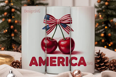 Patriotic Cherry 20oz Tumbler Sublimation DesignSVG 