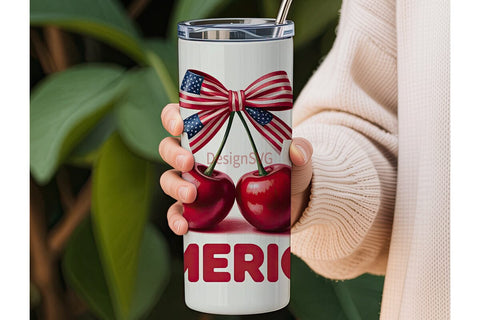 Patriotic Cherry 20oz Tumbler Sublimation DesignSVG 